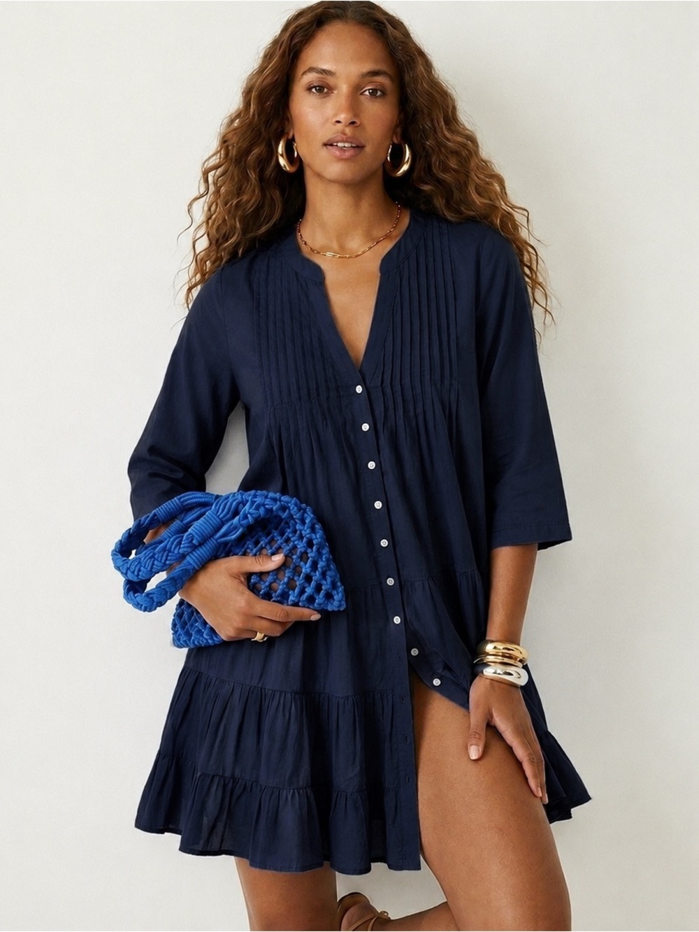 J. Crew Navy Cotton Cover Up Shirt Dress
